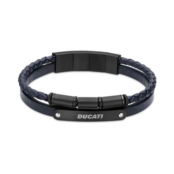 DUCATI CORSE Coraggio Stainless Steel and Leather Bracelet