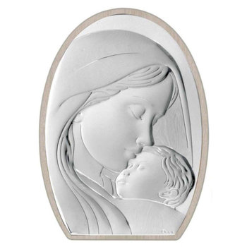 PRINCE SILVERO Sterling Silver Icon of Virgin Mary with Christ (9.5 x 12.5 cm)