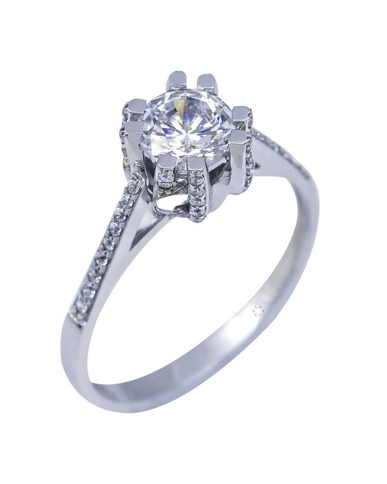 Ring in whitegold 14ct with zircon