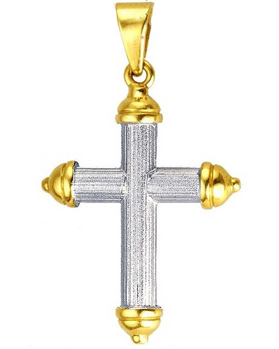 Βαπτιστικός σταυρός 18 Καράτια Χρυσό και Λευκόχρυσο