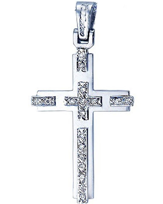 Βαπτιστικός σταυρός 18Κ Λευκόχρυσο με Διαμάντια FaCaDoro