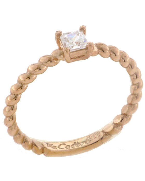 Μονόπετρο δαχτυλίδι FaCad'oro από ροζ χρυσό 14K με ζιργκόν (Νο 54)