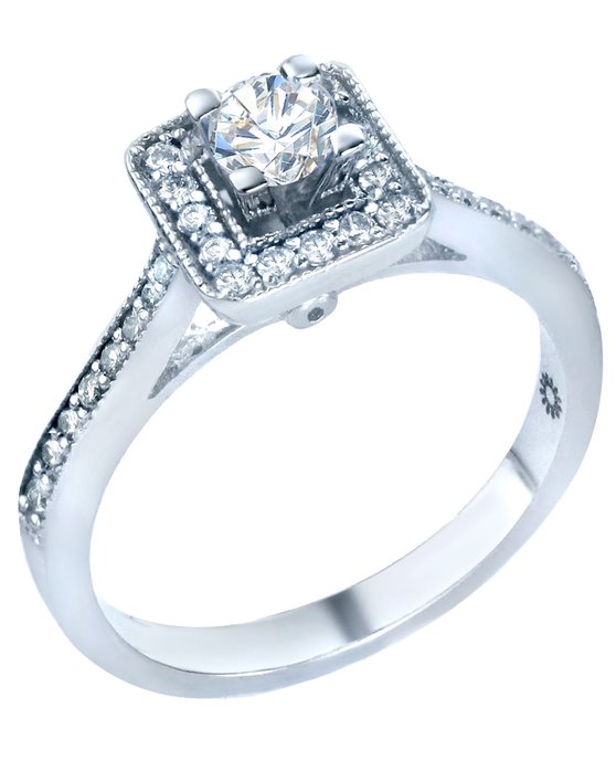 Μονόπετρο δαχτυλίδι SAVVIDIS από λευκόχρυσο 18Κ με διαμάντια (No 55)