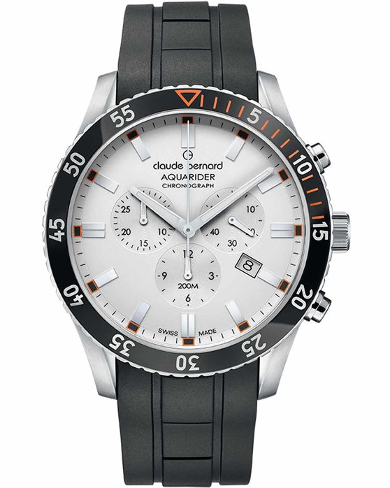 CLAUDE BERNARD Aquarider Chrono Black Rubber Strap kosmima.gr