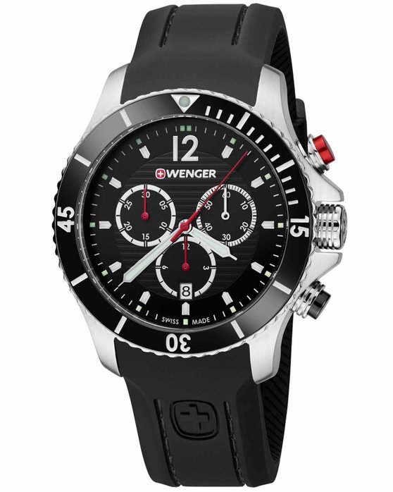 WENGER Seaforce Chrono Black Silicone Strap kosmima.gr