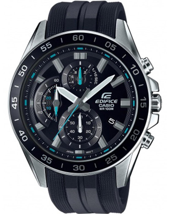 CASIO Edifice Chronograph Black Rubber Strap kosmima.gr