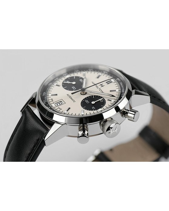 HAMILTON American Classic Intra-matic 68 Auto Chrono Black Leather Strap