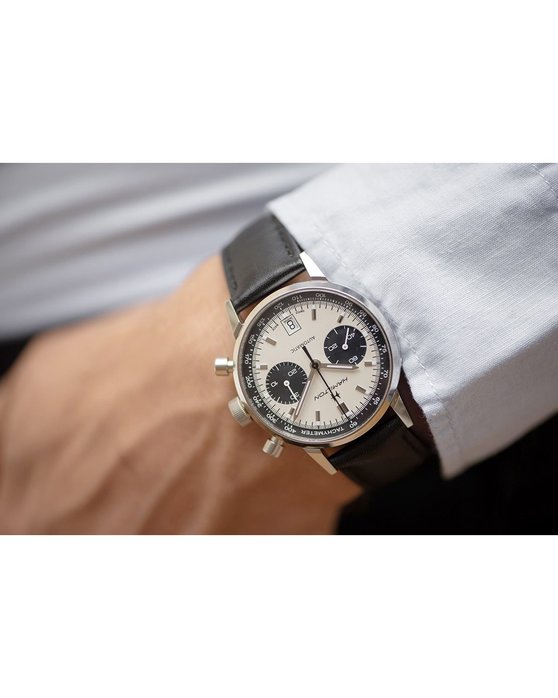 HAMILTON American Classic Intra-matic 68 Auto Chrono Black Leather Strap