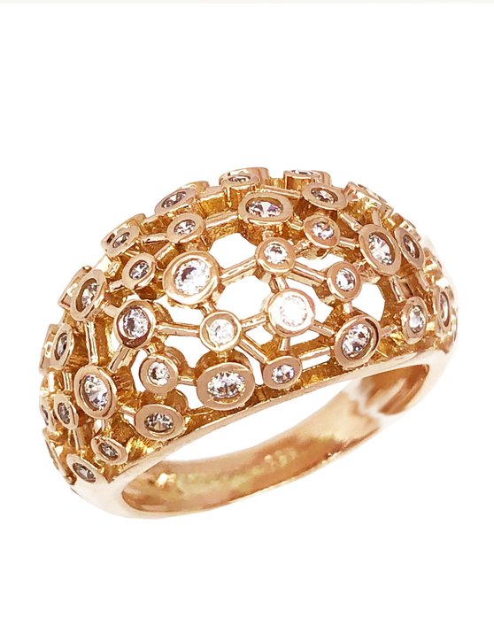 Ring 14ct Rose Gold with Zircon by FaCaDoro (No 54.5)