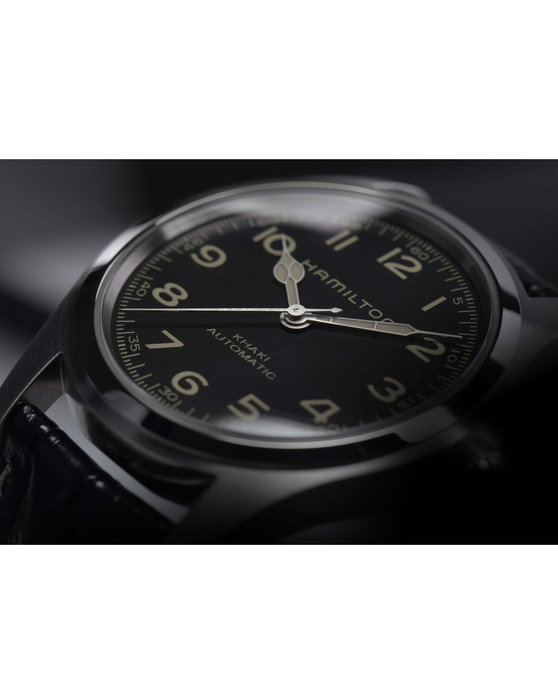 HAMILTON Khaki Field Murph Automatic Black Leather Strap