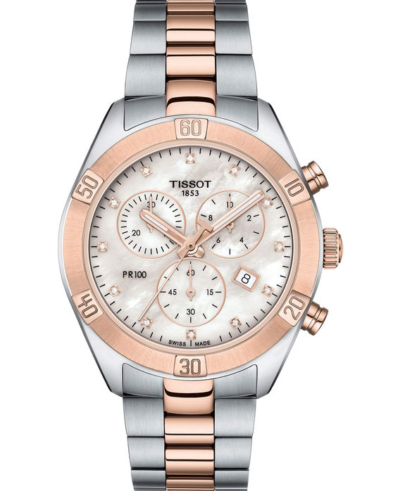 TISSOT T Classic PR 100 Sport Chic Diamonds Chronograph Two Tone