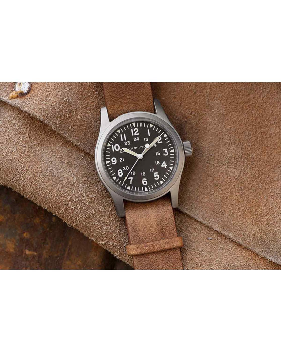 HAMILTON Khaki Field Brown Leather Strap