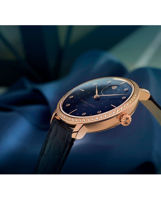 FREDERIQUE CONSTANT Slimline Moonphase Stars Manufacture Automatic Blue Leather Strap