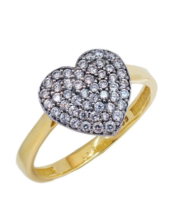 Δαχτυλίδι με καρδούλα The Love Collection από χρυσό 14Κ με ζιργκόν (No 54)
