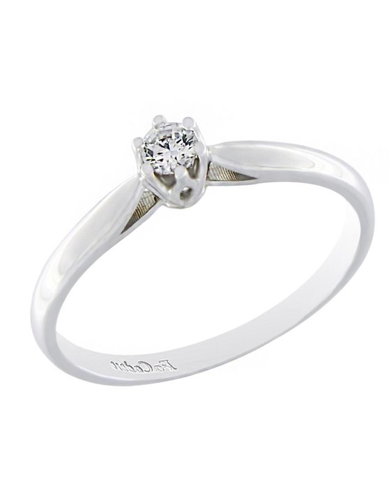 Μονόπετρο δαχτυλίδι FaCad'oro από λευκόχρυσο 18K με διαμάντια (Νο 54)