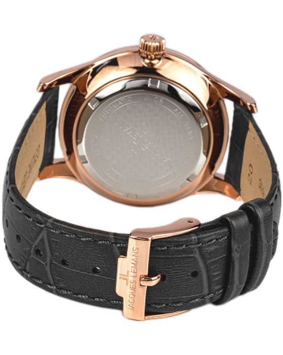 Jacques LEMANS London Automatic Black Leather Strap