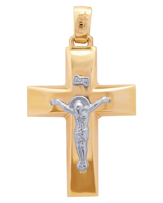 Βαπτιστικός σταυρός με τον εσταυρωμένο SAVVIDIS από χρυσό και λευκόχρυσο 14Κ