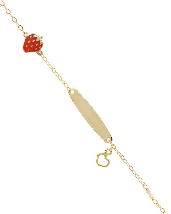 Bracelet with strawberry and heart 9ct gold with pearls by Ino&Ibo