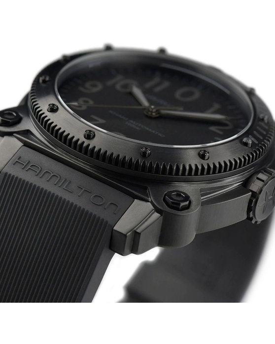 HAMILTON Khaki Navy BeLOWZERO Automatic Titanium Black Silicone Strap