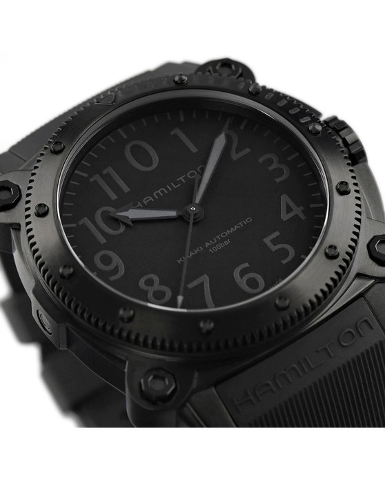 HAMILTON Khaki Navy BeLOWZERO Automatic Titanium Black Silicone Strap