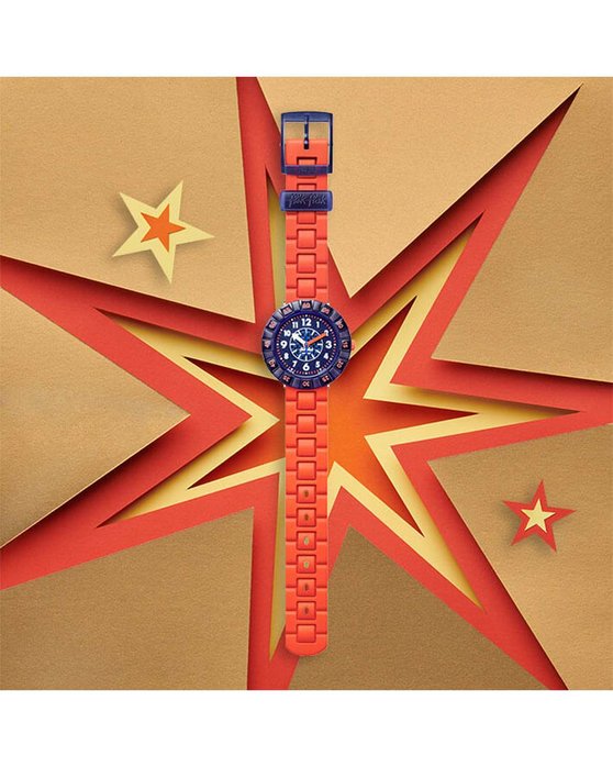 FLIK FLAK City of Life Orangebrick Orange Silicone Strap