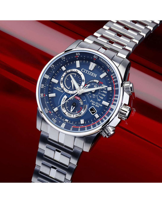 CITIZEN Eco-Drive RadioControlled Chronograph Silver Stainless Steel Bracelet