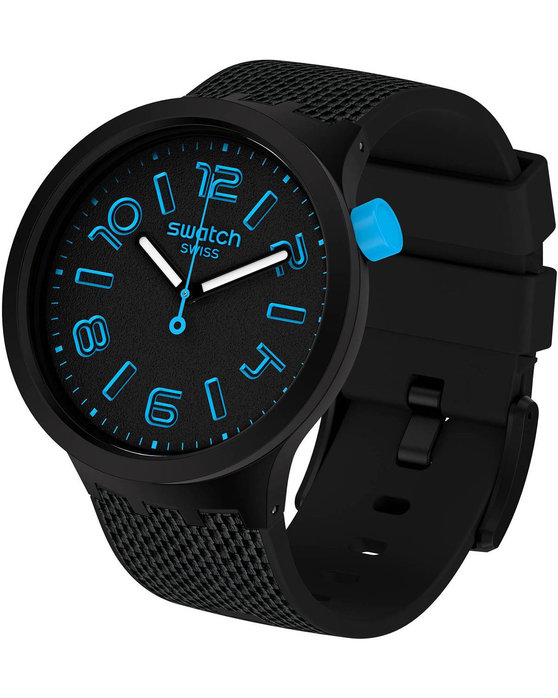 SWATCH Big Bold Deep Concrete Black Silicone Strap