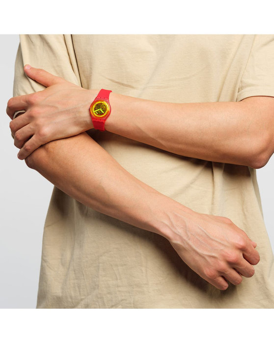 SWATCH Retro-Rosso Red Silicone Strap