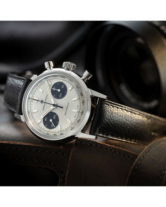 HAMILTON Intra-Matic Mechanical Chronograph Black Leather Strap