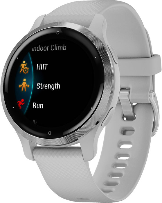 GARMIN Venu 2S Silver Bezel with Mist Gray Case and White Silicone Band