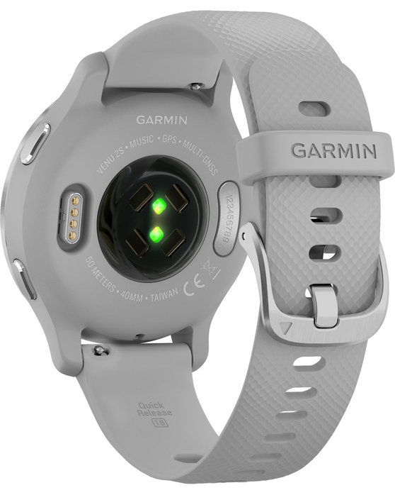 GARMIN Venu 2S Silver Bezel with Mist Gray Case and White Silicone Band