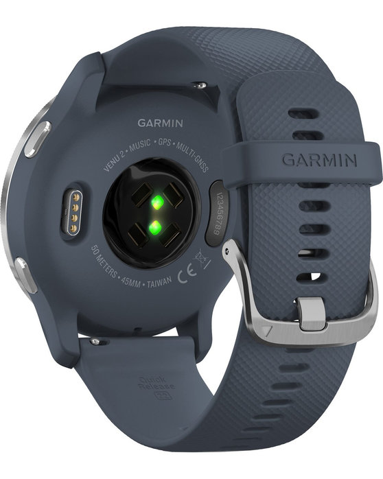 GARMIN Venu 2 Silver Bezel with Granite Blue Case and Granite Blue Silicone Band