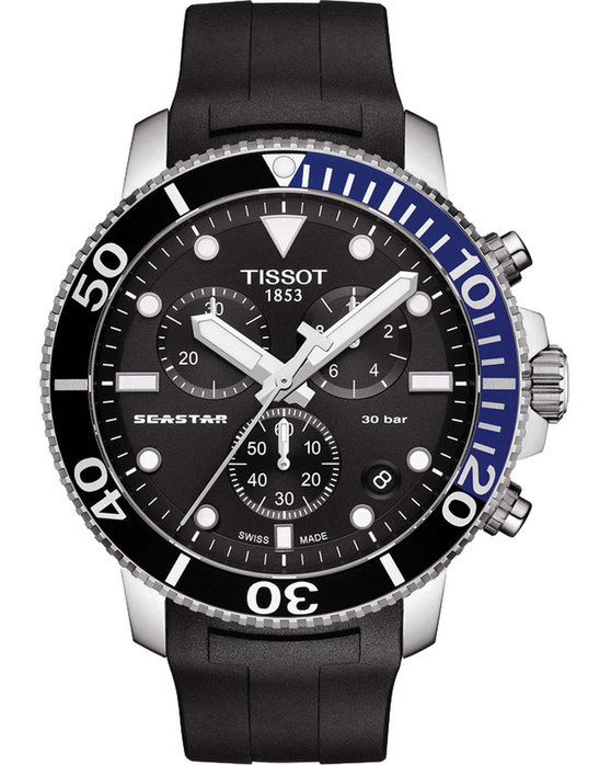 TISSOT Seastar Chronograph Black Rubber Strap kosmima.gr