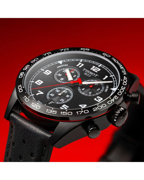 TISSOT PRS 516 Chronograph Black Leather Strap