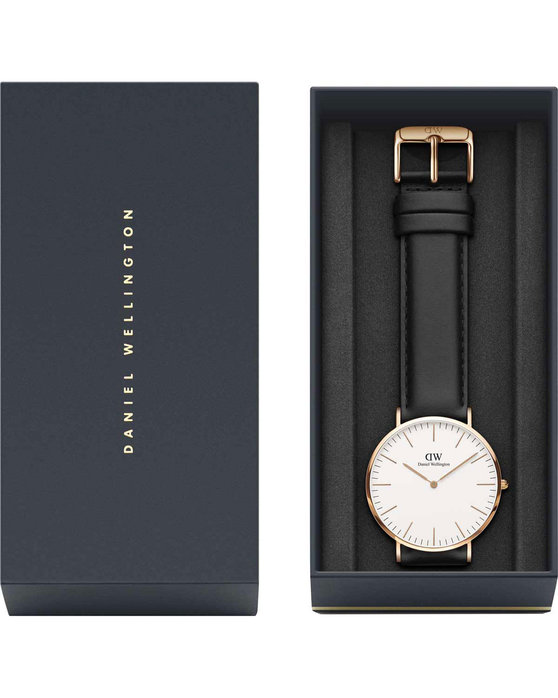 DANIEL WELLINGTON Sheffield Black Leather Strap 40mm