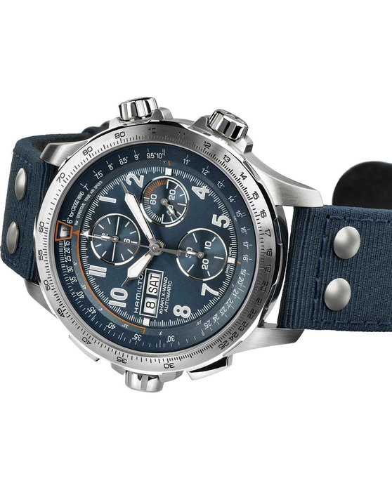 HAMILTON Khaki X-Wind Automatic Chronograph Blue Fabric Strap