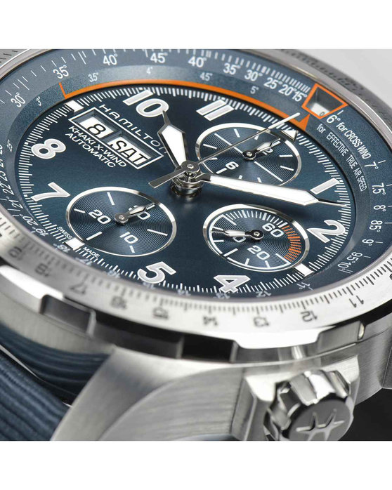 HAMILTON Khaki X-Wind Automatic Chronograph Blue Fabric Strap