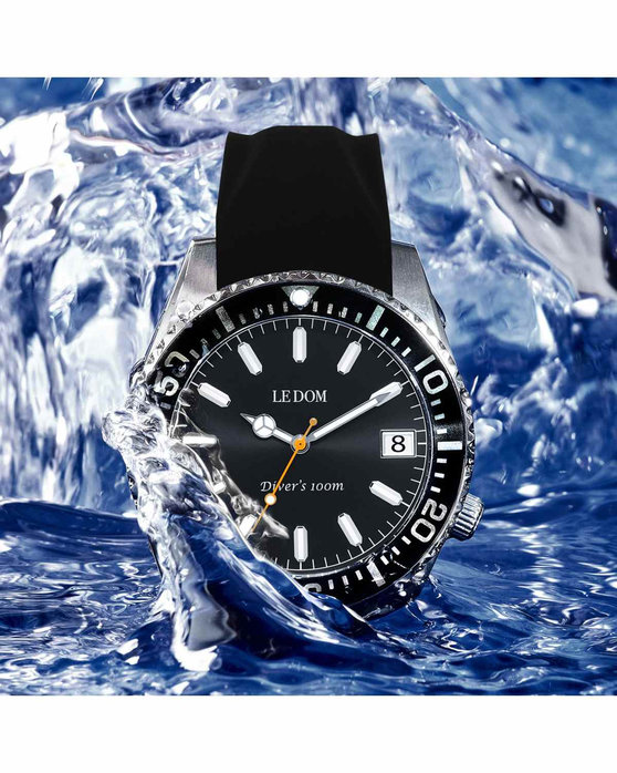 LEDOM Divers Black Silicone Strap