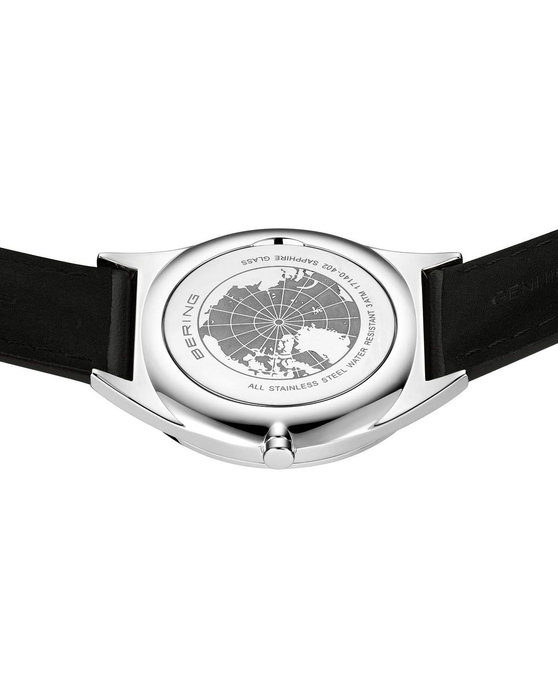 BERING Ultra Slim Black Leather Strap