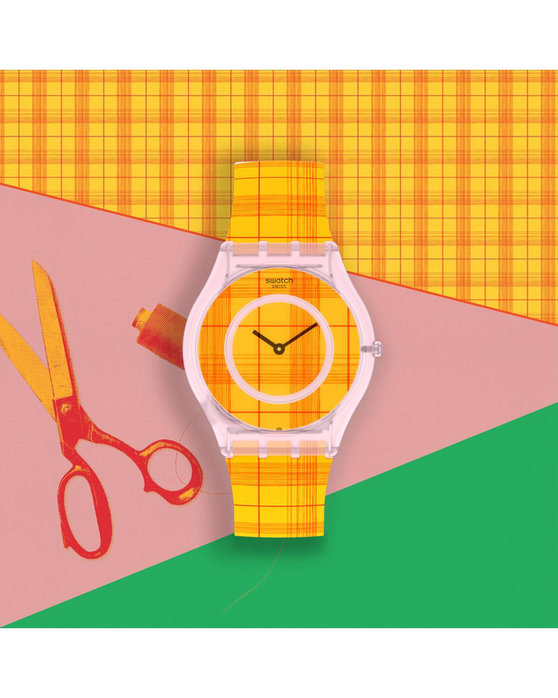 SWATCH X Supriya Lele Fire Madras Orange Silicone Strap