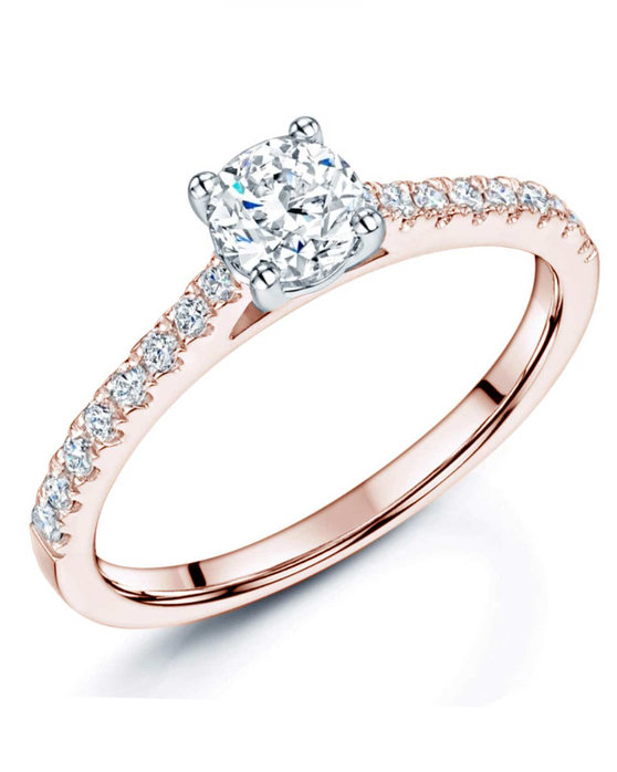 Μονόπετρο δαχτυλίδι SAVVIDIS 18K ροζ χρυσό και λευκόχρυσο με διαμάντια (Νο 52)