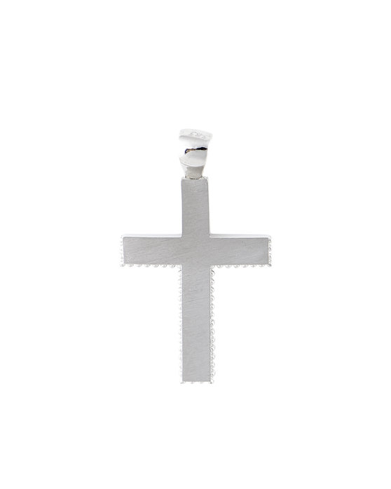 Βαπτιστικός σταυρός SAVVIDIS  από λευκόχρυσο 14Κ με ιδιαίτερο τελείωμα