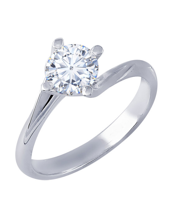 Μονόπετρο δαχτυλίδι FaCad'oro από λευκόχρυσο 18K με διαμάντι (Νο 55)