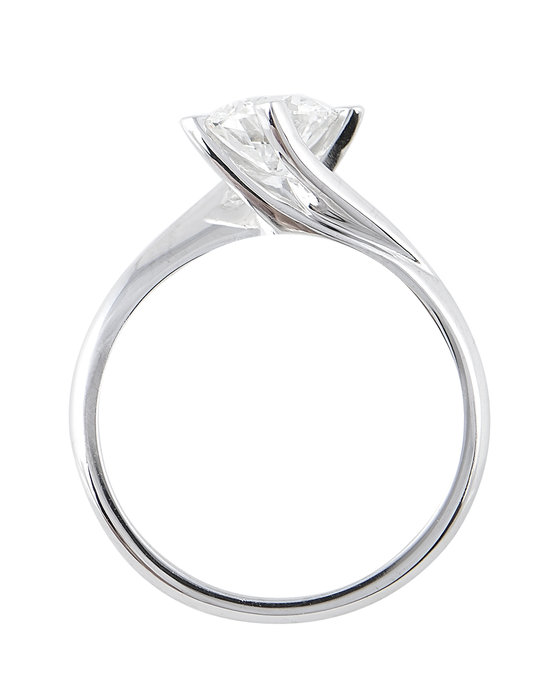 Solitaire Ring 18ct White Gold with Diamond by FaCaDoro (No 55)