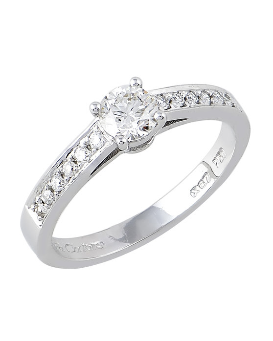 Μονόπετρο δαχτυλίδι FaCad'oro από λευκόχρυσο 18K με διαμάντια (Νο 55)