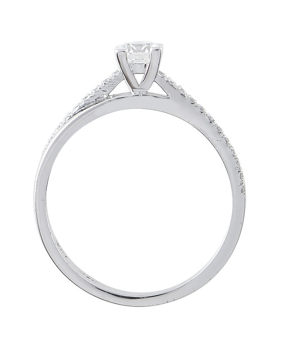 Solitaire Ring 18ct White Gold with Diamond by FaCaDoro (No 54)