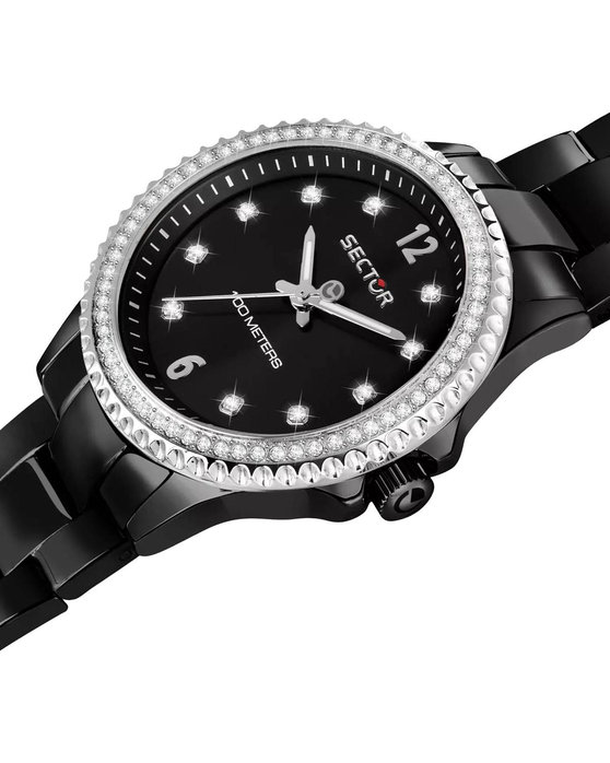 SECTOR 230 Crystals Black Stainless Steel Bracelet