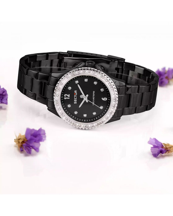 SECTOR 230 Crystals Black Stainless Steel Bracelet