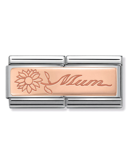 NOMINATION Link - Mum with Flower in Rose Gold 9K with Silver 925 and Stainless Steel