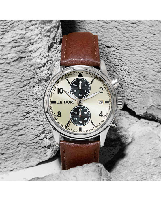 LEDOM Pilot Brown Leather Strap